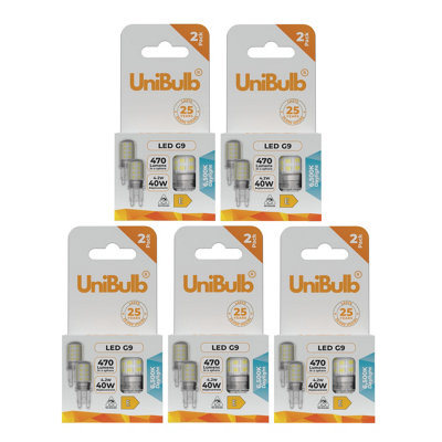 B&Q -  Led G9 470Lm 4.2W (Replaces 40W) 6500K (Daylight) Capsule Light Bulb For ChandeliersCabinets& LampsPack Of 10
