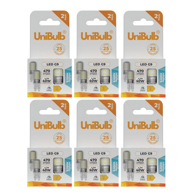 B&Q -  Led G9 470Lm 4.2W (Replaces 40W) 6500K (Daylight) Capsule Light Bulb For ChandeliersCabinets& LampsPack Of 12