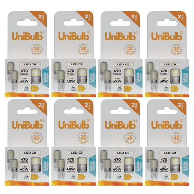 B&Q -  Led G9 470Lm 4.2W (Replaces 40W) 6500K (Daylight) Capsule Light Bulb For ChandeliersCabinets& LampsPack Of 16
