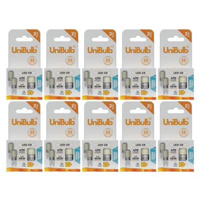 B&Q -  Led G9 470Lm 4.2W (Replaces 40W) 6500K (Daylight) Capsule Light Bulb For ChandeliersCabinets& LampsPack Of 20