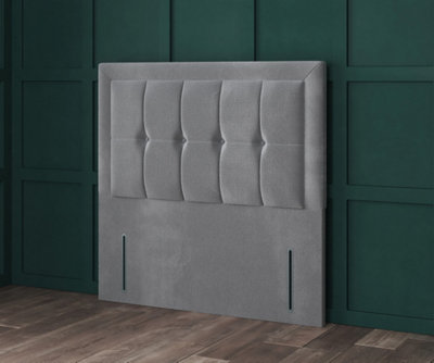 B&Q -  5Ft Kingsize   Mink Chenille 54Inch Venice With Matching Buttons      Floorstanding Headboard