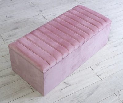 Comfy Deluxe Plush Velvet Apollo Ottoman Box Blue