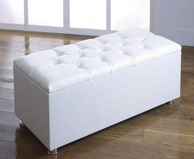 Comfy Deluxe Chesterfield Maroon Plush Velvet Ottoman Box from B&Q
