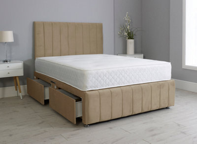 Comfy Deluxe 3Ft Single Panel Mink Plush Divan Bed Set Headboard & Footboard 0 Drawers from B&Q