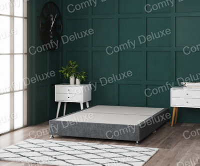 Comfy Deluxe 4Ft6 Double Grey Linen Low Platform Bed from B&Q