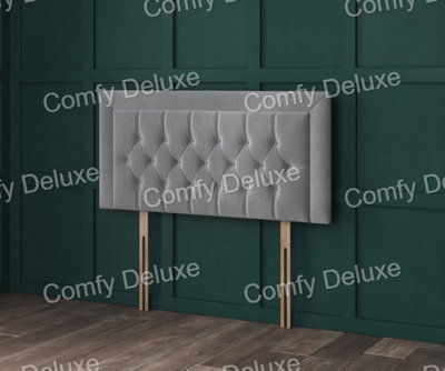 Comfy Deluxe Blue Velvetto Miami Chesterfield Buttoned  Lined Headboard 4Ft Small Double 26Inch from B&Q