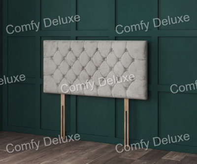Comfy Deluxe 5Ft Kingsize Truffle Crush Velvet Nero Headboard 26Inch from B&Q