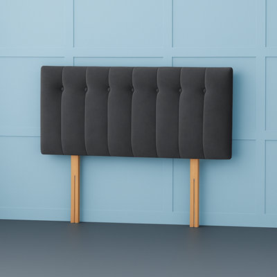 Comfy Deluxe 5Ft Kingsize Florence Grey  Plush Velvet 26Inch Headboard from B&Q
