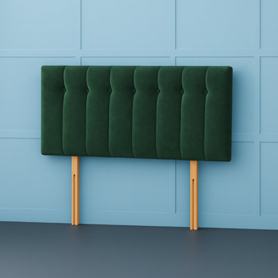 Comfy Deluxe 5Ft Kingsize Florence Green Plush Velvet 26Inch Headboard from B&Q