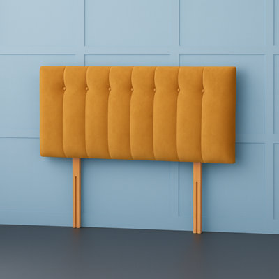 Comfy Deluxe 5Ft Kingsize Florence Mustard Plush Velvet 20Inch Headboard from B&Q
