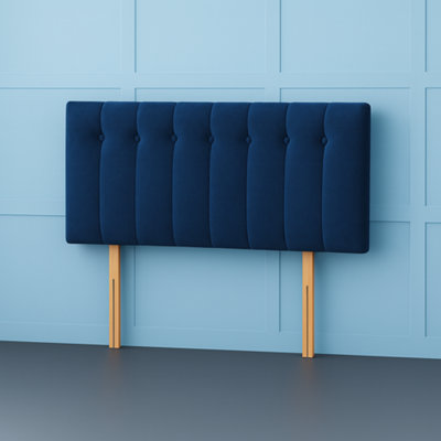 Comfy Deluxe 5Ft Kingsize Florence Blue Plush Velvet 26Inch Headboard from B&Q