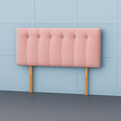 Comfy Deluxe 5Ft Kingsize Florence Pink Plush Velvet 26Inch Headboard from B&Q