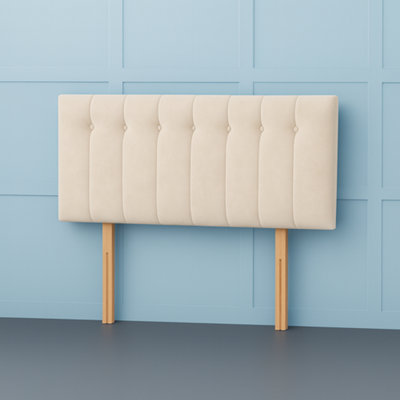 Comfy Deluxe 5Ft Kingsize Florence Cream Plush Velvet 26Inch Headboard from B&Q