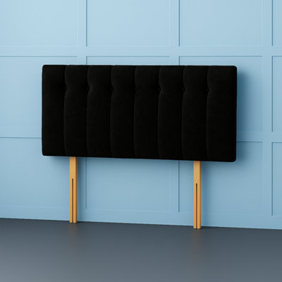Comfy Deluxe 5Ft Kingsize Florence Black Plush Velvet 26Inch Headboard from B&Q