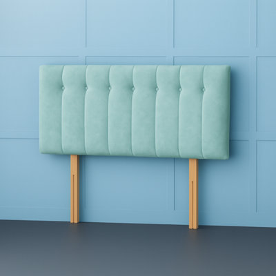 B&Q -  3Ft Single Florence Duck Egg Plush Velvet 26Inch Headboard