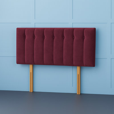 Comfy Deluxe 3Ft Single Florence Maroon Plush Velvet 26Inch Headboard from B&Q