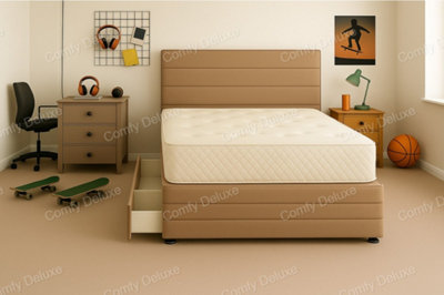 Comfy Deluxe Mink Plush Divan Bed With Headboard And Footboard 3Ft Single Storage No Drawers from B&Q