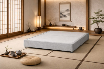 Comfy Deluxe Japanese Low Platform Silver Plush Bed 4Ft6 Double from B&Q