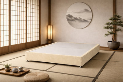 Comfy Deluxe Japanese Low Platform Cream Plush Bed 3Ft Single from B&Q