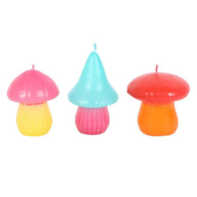 Something Different Funky Fungi Mushroom Candles (Pack Of 3) Multicoloured (One Size) from B&Q