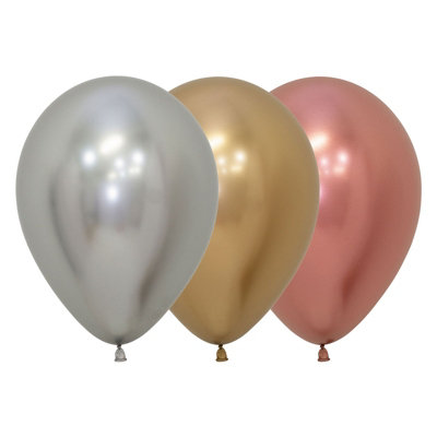 Amscan Clic Latex Reflex Balloons (Pack Of 50) Silver/gold/red (12In) from B&Q
