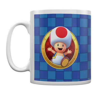 Super Mario Portrait Toad Mug Blue/white (One Size) from B&Q