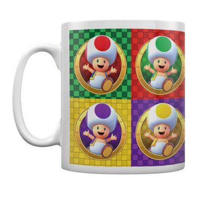 Super Mario Multi Toads Mug Multicoloured/white (One Size) from B&Q