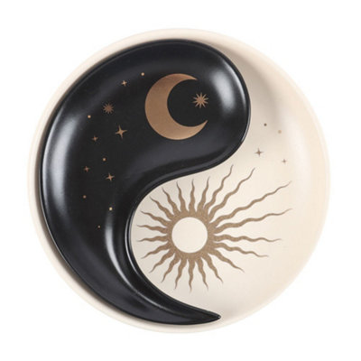 B&Q Something Different Yin Yang Trinket Dish Cream/black (One Size)
