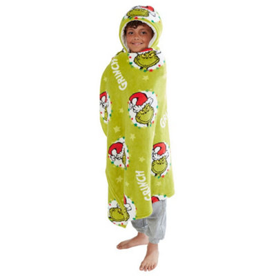 The Grinch Childrens/kids Hoodie Blanket Green/red/white (One Size) from B&Q