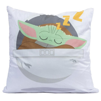  - Star Wars The Mandalorian Velvet Feel Grogu Cushion White (One Size)