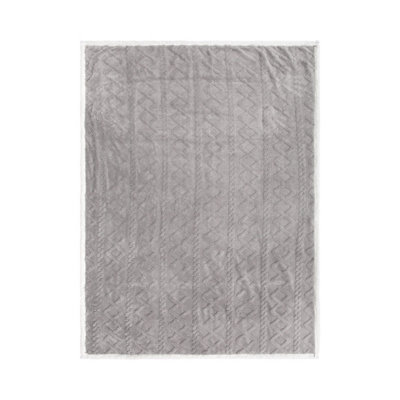 B&Q Grey Mountain Warehouse Borg Fleece Lined Blanket (One ) 158Cm