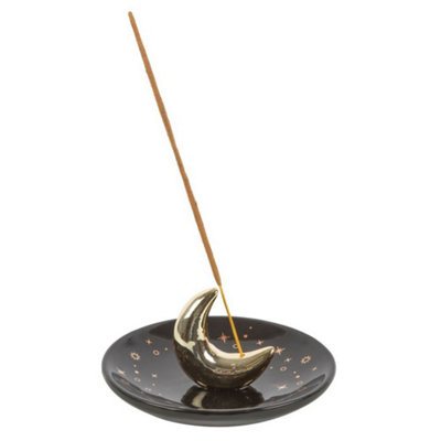 Something Different Crescent Moon Incense Holder Gold/black (One Size) from B&Q