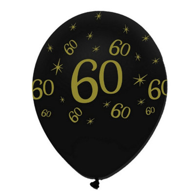 Creative Party Latex Pearlescent 60Th Balloons (Pack Of 50) Black/gold (One Size) from B&Q