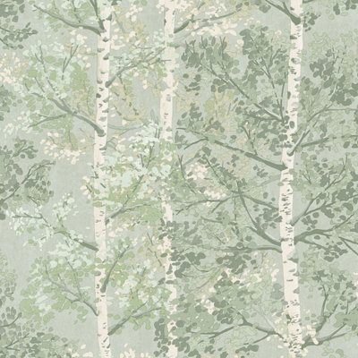 B&Q - Silverwood Wallpaper Green  100203