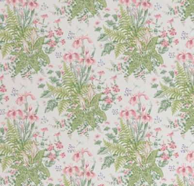 Chelsea Ferns Green & Pink Wallpaper Quality Designer Rasch 100418