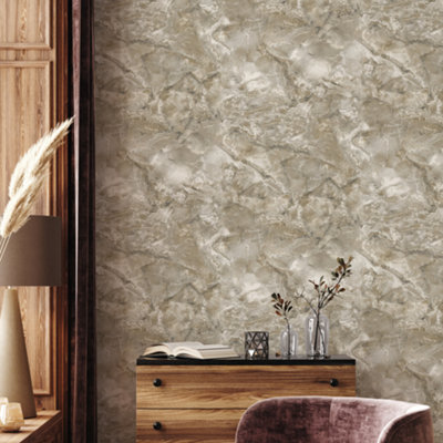 Rasch Vasari Carlotta Mocha Brown Marble Heavyweight Wallpaper 400327 from B&Q