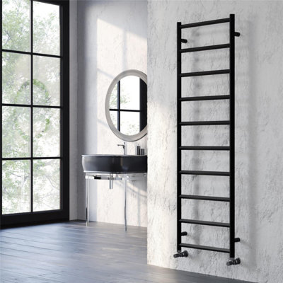 Clifton 1600mm (H) X 500mm (W)Black Vertical Aluminum Heated Towel Rail (Burford)(1.6M X 0.5M)Depth 43mm from B&Q