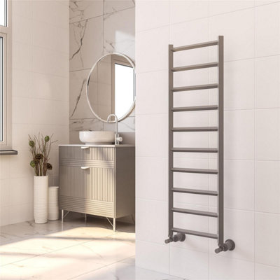 Clifton 1600mm (H) X 500mm (W)Grey Vertical Aluminum Heated Towel Rail (Burford)(1.6M X 0.5M)Depth 43mm from B&Q