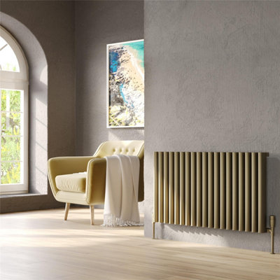 Clifton 575mm (H) X 1425mm (W)Bronze Horizontal Aluminum Radiator (Oslo)(0.57M X 1.42M)Depth 86mm from B&Q