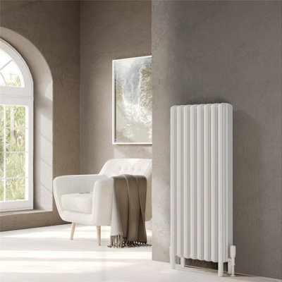 Clifton 1090mm (H) X 440mm (W)White Vertical Aluminum Radiator (Sibley)(1.09M X 0.44M)Depth 170mm from B&Q