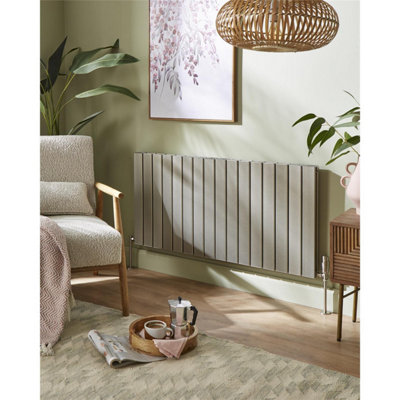Clifton 575mm (H) X 1180mm (W)Inox Horizontal Single Panel Horizontal Aluminium Radiator (Bala)(0.57M X 1.18M)Depth 37mm from B&Q