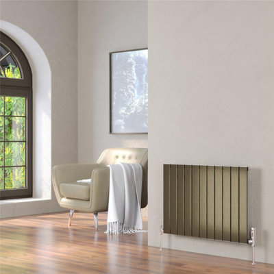 Clifton 575mm (H) X 1180mm (W)Bronze Horizontal Double Panel Horizontal Aluminium Radiator (Bala)(0.57M X 1.18M)Depth 52mm from B&Q