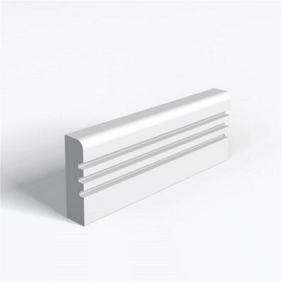 MarlboroughPack Of 5Mdf Primed Pencil Round And 3 Square Grooves Architrave & Rebate25mm (T) X 94mm (H) X 3050mm (L)