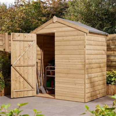 Cheshire 4Ft X 6Ft Deluxe Shiplap Hawthorne Single Door Apex Shed from B&Q