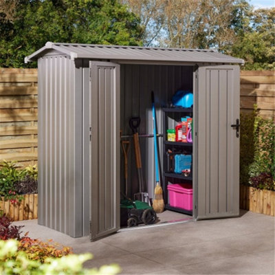 Cheshire 8Ft X 4FtDeluxe Ashford Metal Apex Shed With Double Doors And Foundation Kit from B&Q