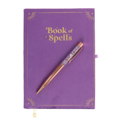 Something Different Book Of Spells Amethyst Crystal Notebook With Pen Purple (One Size) from B&Q