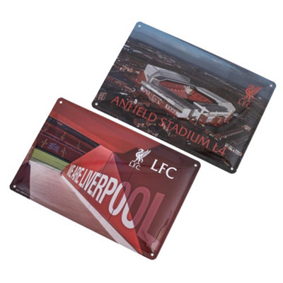 Liverpool Fc Metal Stadium Sign (Pack Of 2) Red Brown/white (One Size) from B&Q