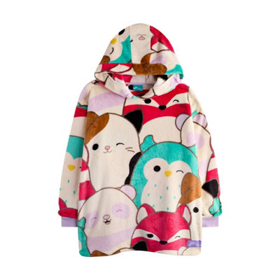  - Squishmallows Girls Characters Blanket Hoodie Multicoloured (One Size)