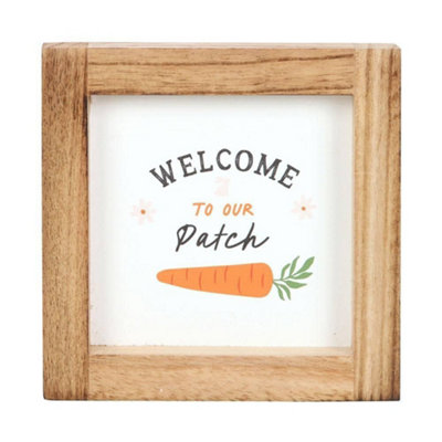 Something Different Welcome To Our Patch Wooden Framed Plaque White/brown (One Size) from B&Q