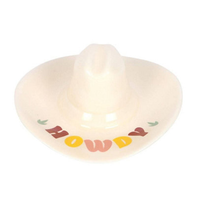 Something Different Howdy Cowboy Hat Trinket Dish White (One Size) from B&Q